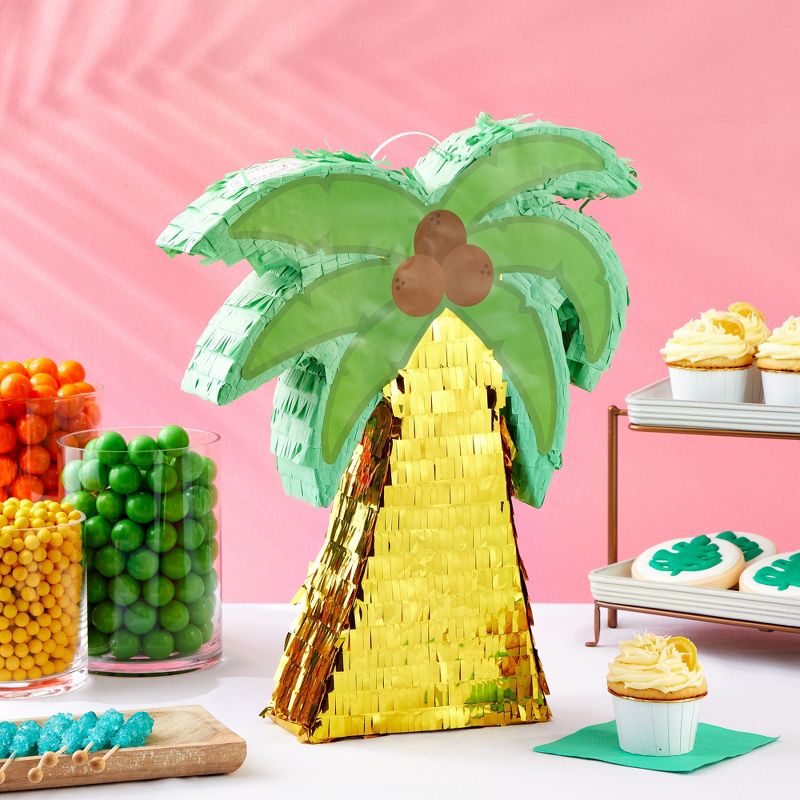 Sparkle and Bash Small Tropical Palm Tree Pinata, Hawaiian Luau Pinata for Summer Birthday Party Decorations (12.6 x 3.0 x 16.9 in), 2 of 9