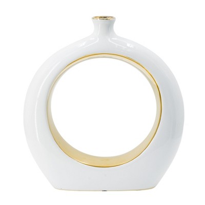 AZL1 Life Concept Decorative Vases, Modern Round Vase with Metallic Accents for Contemporary Tabletop and Mantel Display, Gold, 11"*3.1"*12"