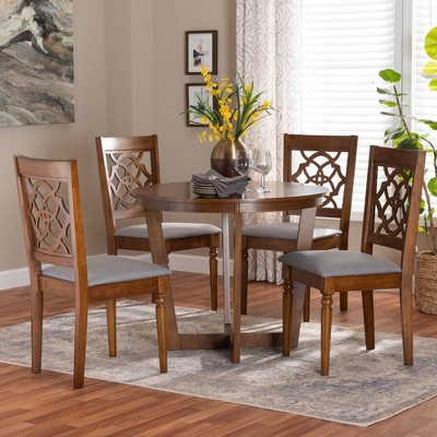 Baxton Studio Valerie Modern Grey and Walnut Brown Wood 5-Piece Dining Set