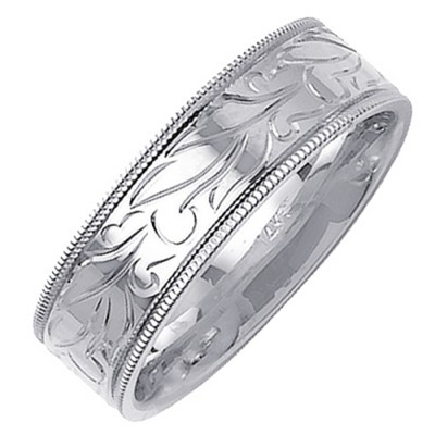 Pompeii3 Mens 7mm Hand Made Comfort Fit Wedding Band Ring 14K