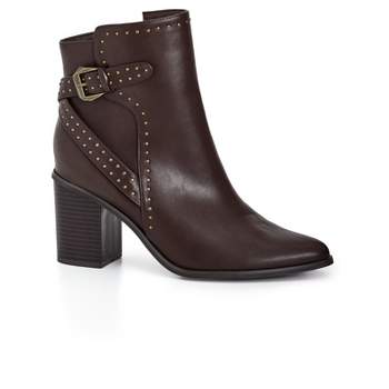 Women's WIDE FIT Orly Ankle Boot - choc brown | CITY CHIC
