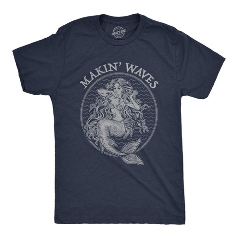 Мужские футболки Crazy Dog T-Shirts, Inc. Mens Makin Waves T Shirt Funny Mermaid Graphic Novelty Tee - Crazy Dog Men's T Shirt For Summer Vacation Navy S