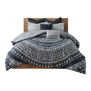 Gracie Mills Caelius 7-Piece Reversible Cotton Comforter Set - Full/Queen - Black - 1 of 4