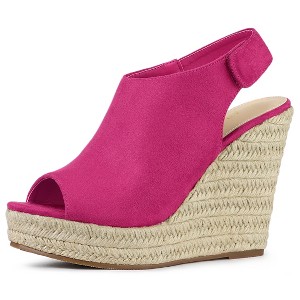 Allegra K Women's Espadrille Platform Heeled Wedges Sandals - 1 of 4
