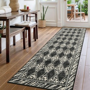 Checkered Area Rugs for Living Room Washable, Soft Low Pile Non-Slip Leopard Print Indoor Carpet Rugs for Entryway Bedroom Dining Room - 1 of 4