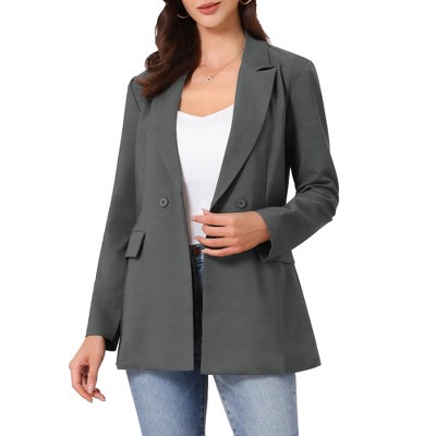 INSPIRE CHIC Women's Long Sleeve Collared Belted Business Casual Suit Jacket Blazer