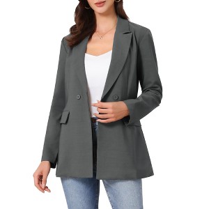 INSPIRE CHIC Women's Long Sleeve Collared Belted Business Casual Suit Jacket Blazer - 1 of 4