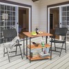 Costway Patio Acacia Wood Folding Dining Table Storage Shelves Garden Deck - 3 of 4
