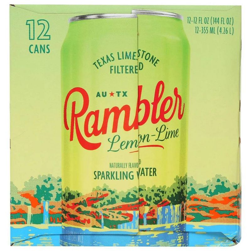 Rambler Lemon-Lime Sparkling Water - Case of 2/12 pack, 12 oz, 3 of 6