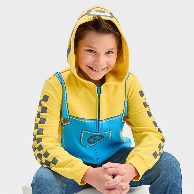 Boys&#39; Minion Cosplay Zip-Up Sweatshirt - Light Blue/Yellow, 2 of 4