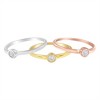 Tri-Color 14K Gold Plated Silver 1/6 Cttw Diamond Stacking Promise Ring Set - 2 of 4
