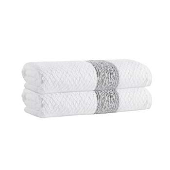 2pc Anton Turkish Cotton Bath Towel Set White - Depera Home
