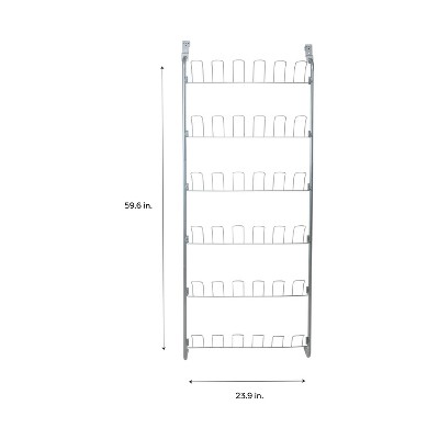 Silver Metal Over-the-Door 18 Pair Shoe Rack