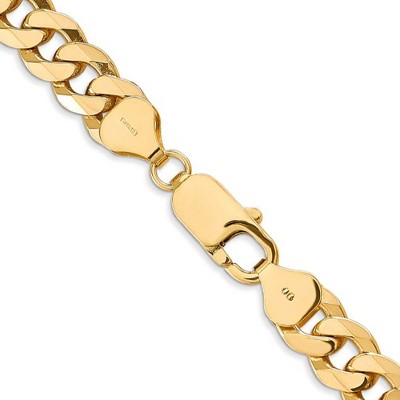 Black Bow Jewelry Men's 8mm 14K Yellow Gold Solid Beveled Curb Chain Bracelet