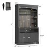 72" Farmhouse Coffee Bar Cabinet with LED Lights, Kitchen Sideboard Buffet Hutch with Storage, Microwave Stand,Black - 2 of 4