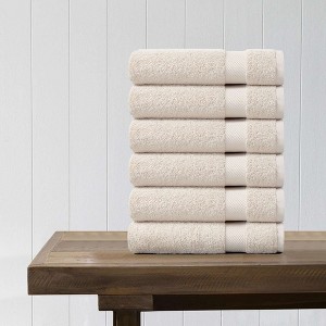 Delara 100% Organic Cotton Soft, Quick Dry & Ultra-Absorbent Wash Cloth (Pack of 6), Ivory - 1 of 4