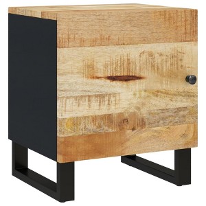 vidaXL Bedside Cabinet Black, Natural Wood Solid Mango Wood, Iron Compact - 1 of 4