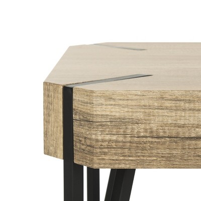 Rustic Mid-Century Brown Wood Coffee Table with Black Metal Legs
