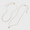 14K Gold Dipped Beaded Initial Necklace Set 2pc - A New Day™ Gold/Marron - 2 of 4