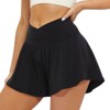 FIONECA Crossover Athletic Shorts for Women 2 in 1 Flowy Running Shorts with Pockets Spandex Butterfly Workout Tennis Skorts - 2 of 4