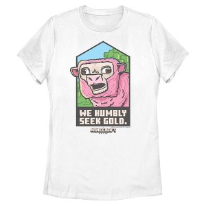 Womens A Minecraft Movie We Humbly Seek Gold Sheep Poster T Shirt - 1 of 4