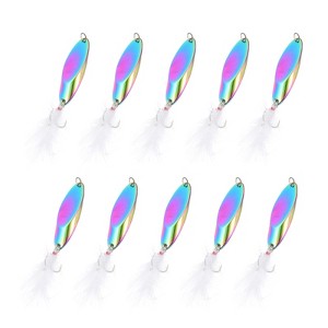 Unique Bargains Treble Hooks Metal Spinner Fishing Lures for Freshwater Saltwater Salmon 10 Pcs - 1 of 4