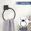 Itopfox 5 Piece Matte Black Bathroom Hardware Set 23.6 Inch Stainless Steel Towel Bar Towel Ring Toilet Paper Holder 2 Robe Hooks - 3 of 4