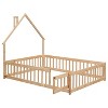 NicBex Full Size Wood Montessori Bed with House-Shaped Headboard,Floor Bed with Safety Guardrails,Modern Toddler Bed for Bedroom,Natural - 4 of 4