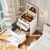 Airsurfer 3-in-1 White Vanity Desk with LED Mirror, Glass Desktop & Charging Station, Makeup Vanity Set with 3 Drawers & Storage Stool for Bedroom - 2 of 4