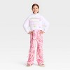 Wicked x Katie Kime Girls' Wide Leg Toile Printed Poplin Graphic Jogger Pants with Bow Detail - Light Pink - 3 of 3