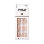 imPRESS Press-On Manicure White Short Oval Fake Nails - Golden Days - 33ct