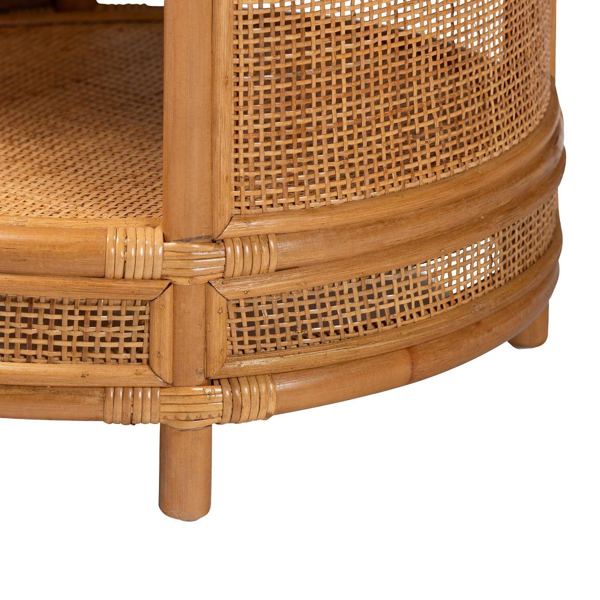 bali & pari Louis Rattan End Table Light Honey: No Assembly, Round Wicker Side - thumbnail 6