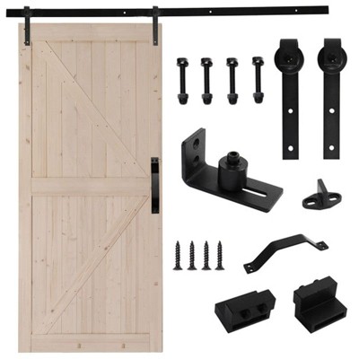 Karl Home 42 in. x 84 in. Unfinished Wood Sliding Barn Door with Hardware Kit