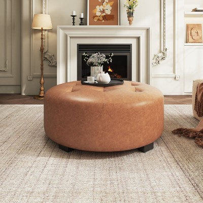 PAGED 28.5 Inch Upholstered Ottoman, Modern Vanity Chair Footrest Ottoman Side Table for Living Room, Bedroom, Space Saving
