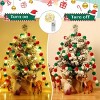 Pom Pom Garland w/ Warm White String Lights, 100 Red Green Felt Balls for Christmas Party Decor, Xmas Tree Garland, Birthday Carnival Photo Backdrop - 4 of 4