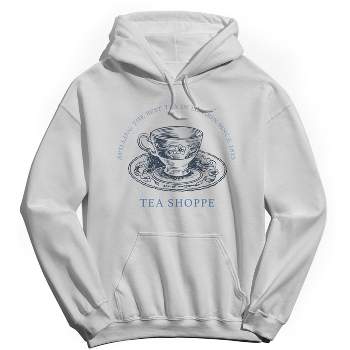 Rerun Island Women's Tea Shoppe Long Sleeve Oversized Graphic Cotton Sweatshirt Hoodie - White L