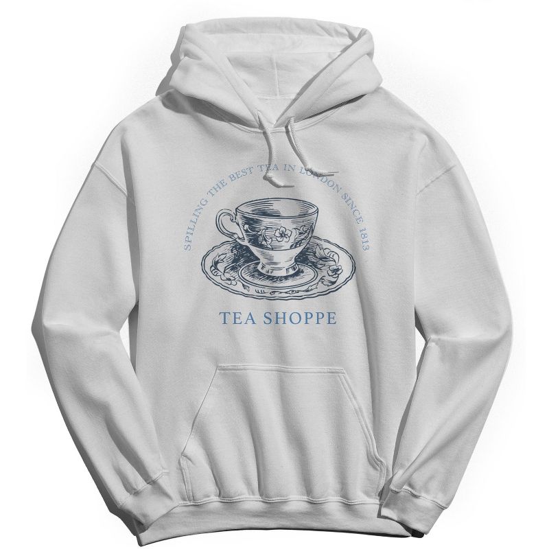 Rerun Island Women's Tea Shoppe Long Sleeve Oversized Graphic Cotton Sweatshirt Hoodie - White L, 1 of 4