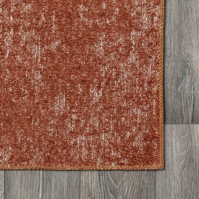 Elspeth Orange Synthetic Washable Non-slip Area Rug