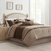 TopComfy Bedding Sets 7 Piece Faux Suede Comforter Set King Smooth Suede Finish Wrinkle Resistant Fabric For Bedroom, Brown, 23.6"*19.69"*16.93" - 2 of 4