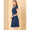 Allegra K Women's Short Sleeve Cotton Work Collar Midi Button Down A Line Dresses - 4 of 4