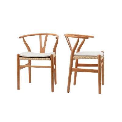 NicBex Set of 2 Dining Chair Upholstered Fabric Kitchen Accent Chairs with Cushion Seats & Wood Legs