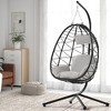 PAGED Indoor Outdoor PE Rattan Swing Chair with Cushion and Rust Resistant Frame,Egg Chair for Patio,Porch,Garden - 2 of 4