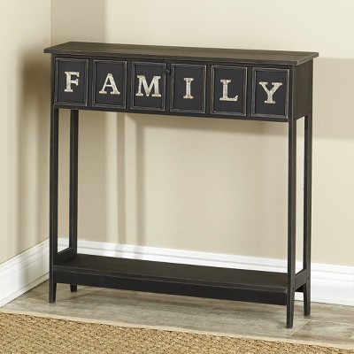 Chic Family Sentiment Black Console Table with Hidden Storage