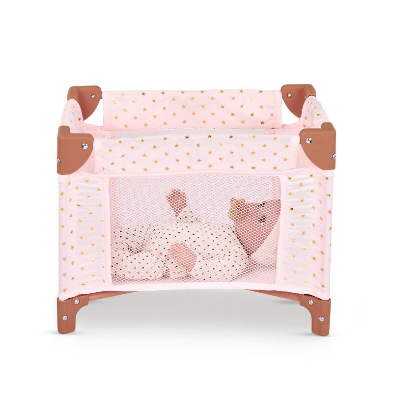 LullaBaby Doll Pack &#38; Play Pink Foldable Accessory - Gold Star Print, 6 of 12