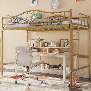 COZONY Loft Bed Twin with Adjustable Ladder, Heavy Duty Metal Frame 400 Lbs Capacity Safety Guardrail - 1 of 4