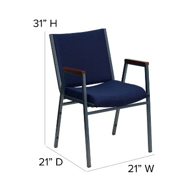 Aliya Heavy Duty Blue Fabric and Steel Stacking Chair with Arms