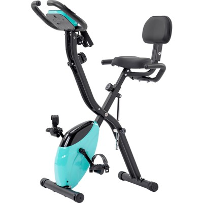 VisioGear Folding Exercise Bike with Adjustable Resistance, Arm Bands and Backrest, Green, 25"*19.7"*47.6"