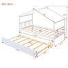 CAVINAS Twin Size Bed Frame, Wooden House Bed with Pull-Out Trundle, House-Shaped Bed for Kids, Teens, Girls, Boys - 3 of 4