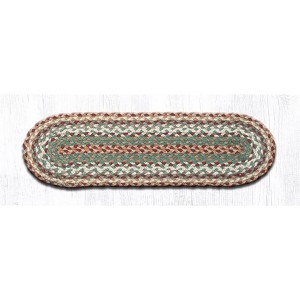 Earth Rugs Buttermilk/Cranberry Oval Stair Tread 27"x8.25" – Braided Jute Rustic Stair Rug in Warm Country Tones - 1 of 3