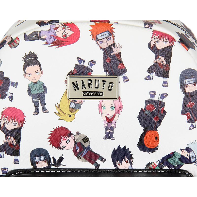 Naruto Shippuden Allover Chibi Character Faux Leather Mini Backpack Tote Bag White, 4 of 6